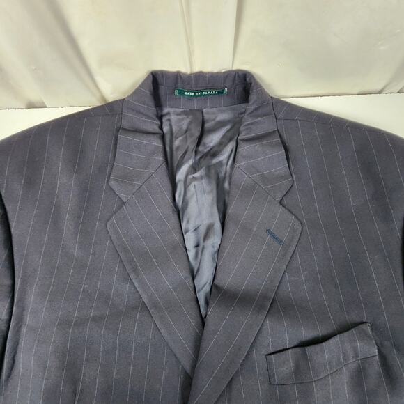 Ralph Lauren Navy Blue Pin Stripe 3 Button Suit Dress Jacket Men's Size 42R - Picture 3 of 9